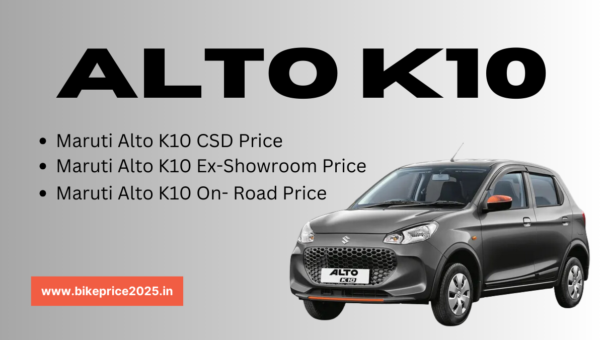Alto K10 Car CSD Price List 2025